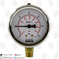 مانومتر | گیج فشار صفحه 6 سانتیمتر بدنه استیل پایه برنجی عمودی POWERCONTROL P.231.63