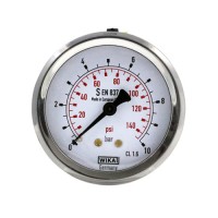 مانومتر | گیج فشار صفحه 6 سانتیمتر بدنه استیل پایه برنجی افقی ویکا WIKA 213.53.63  (High copy)