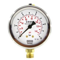 مانومتر | گیج فشار صفحه 6 سانتیمتر بدنه استیل پایه برنجی عمودی ویکا WIKA 213.53.63 (High copy)